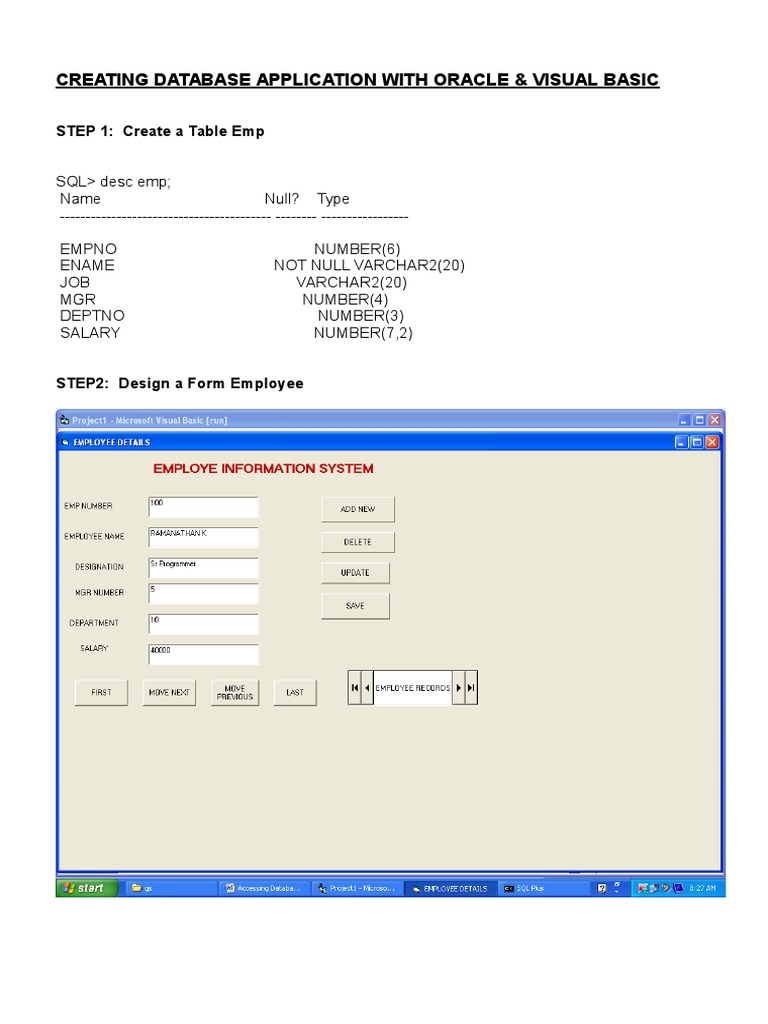 Oracle & VB Database App Guide | PDF