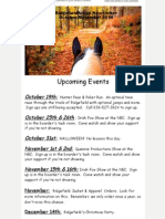 Upcoming Events: October 19th: October 25th & 26th October 31st: November 1st & 2nd: November 15th & 16th