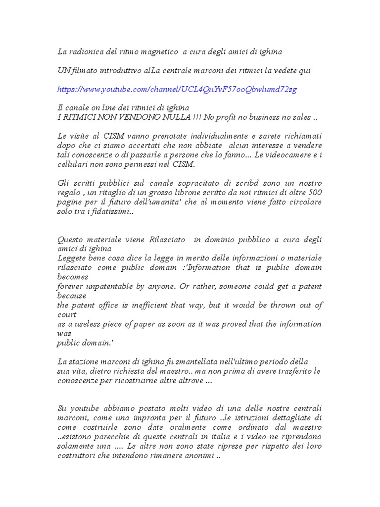 Ritmo Magnetico Di Ighina | PDF