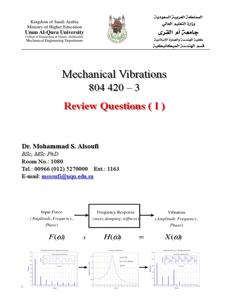 Mechanical Vibrations Review Questions | PDF | Physics | Mechanics