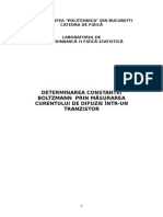 Determinarea Constantei Boltzmann Prin Masurarea Curentului de Difuzie +ntr-Un Tranzistor