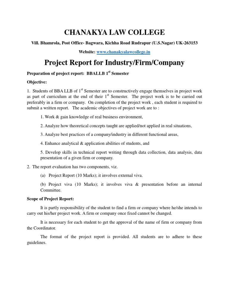BBA LLB Project Report Guidelines | PDF | Career & Growth