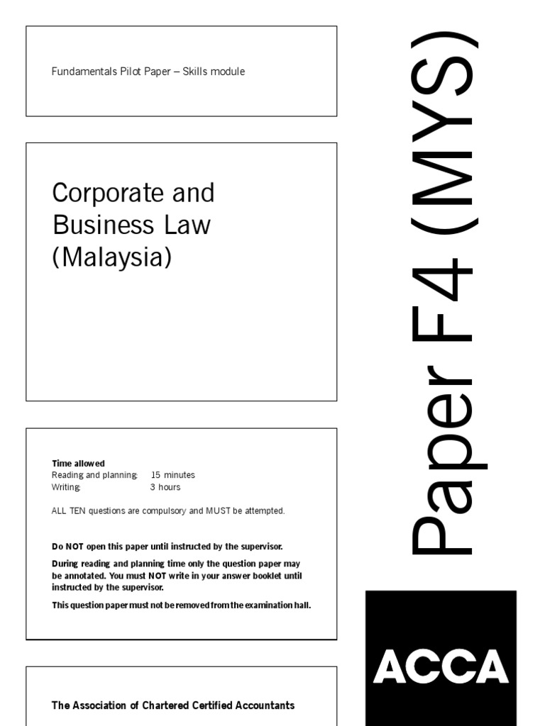 Fundamentals Pilot Paper - Skills Module | PDF | Governance | Corporate ...