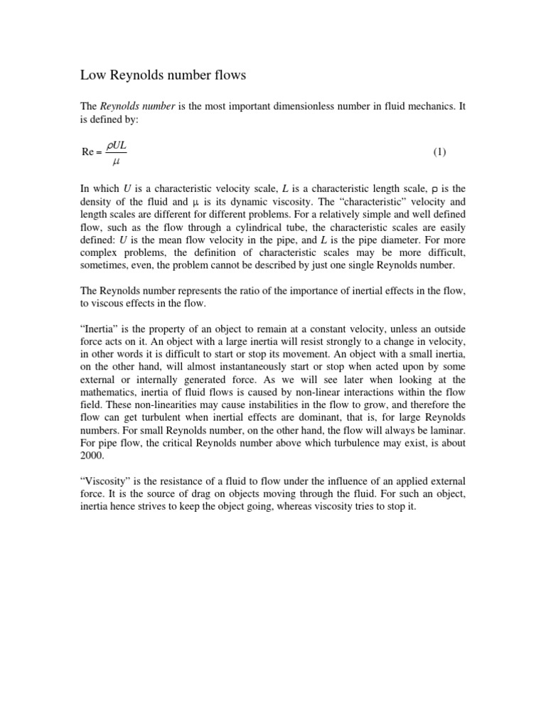 Low Reynolds Number Flows | PDF