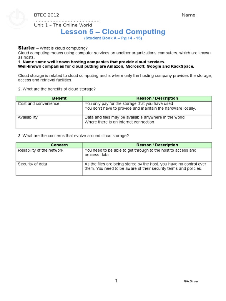 Lesson 5 Cloud Computing | PDF