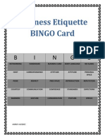 Business Etiquette Bingo Card