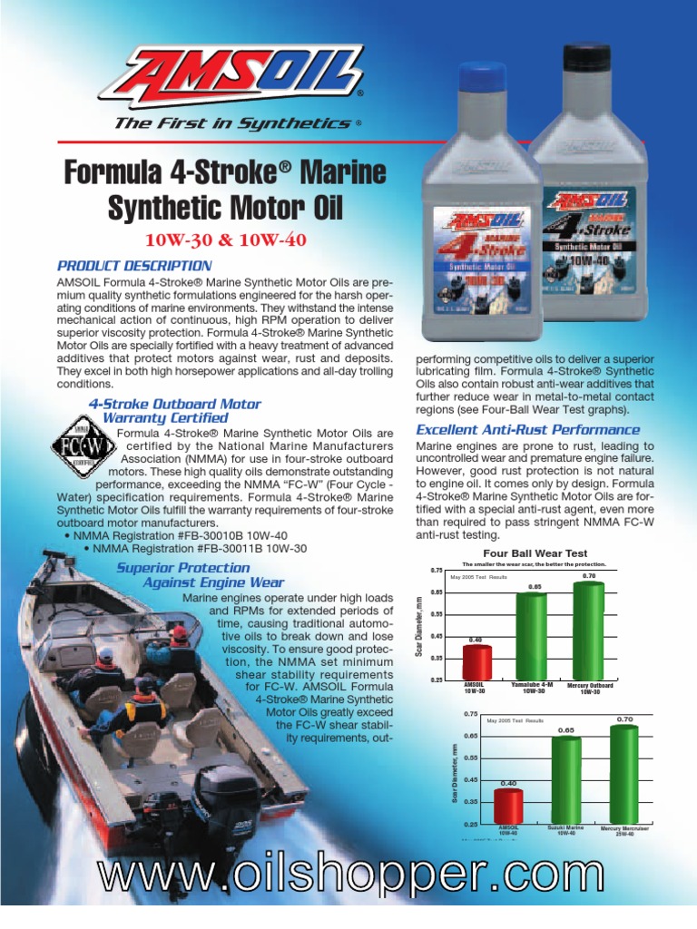 4Stroke Marine Synthetic Motor Oil AMSOIL Motor Oil Engines