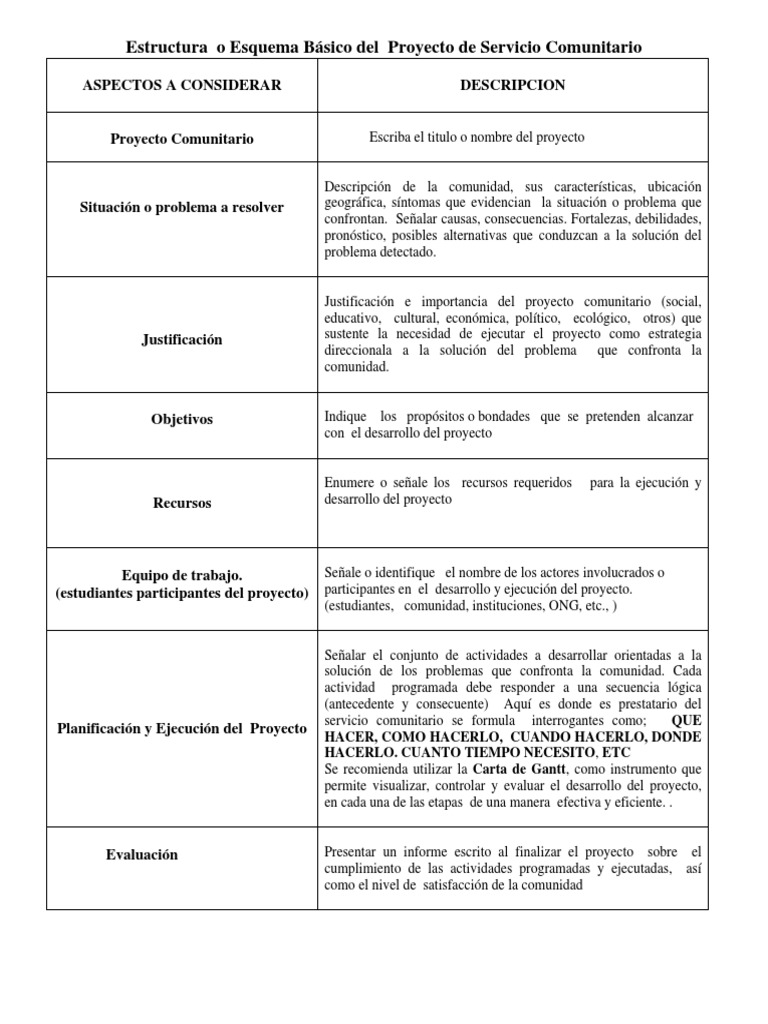 Guía para Proyecto de Servicio Comunitario | PDF | Organización no ...