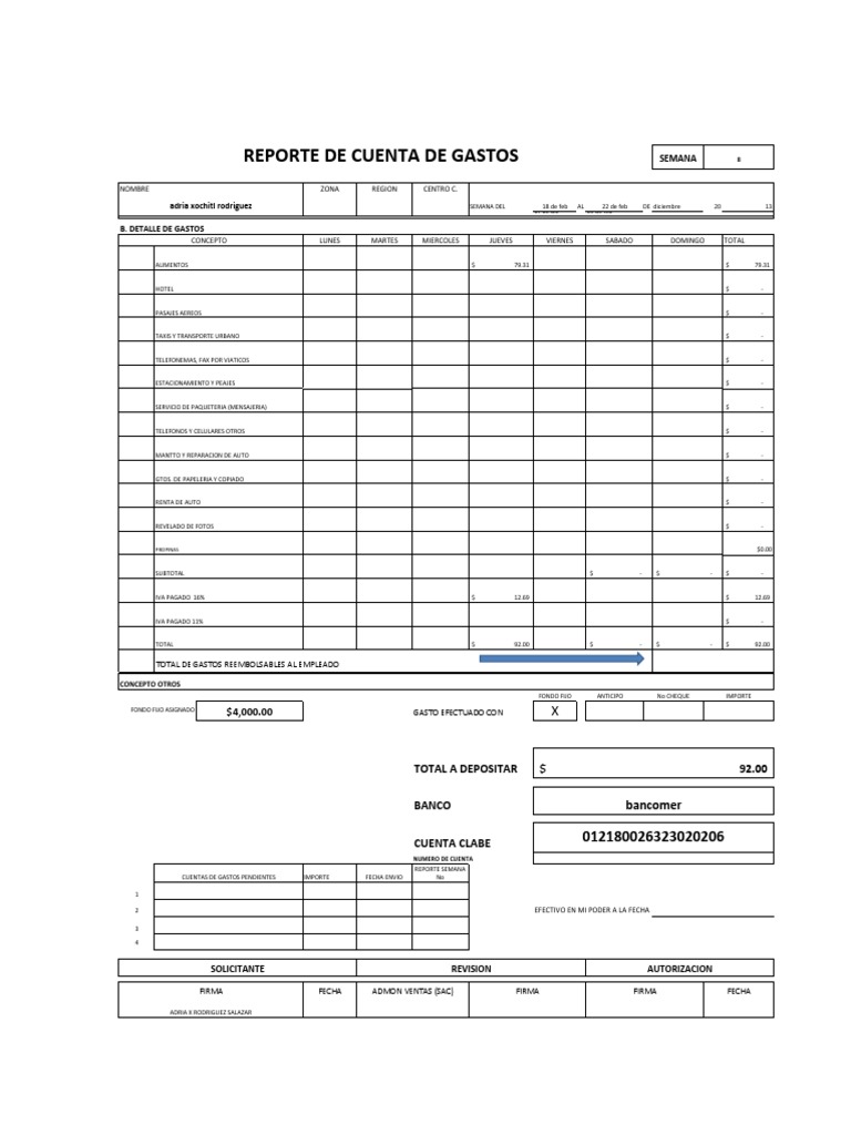 Informe de Gastos Semanal de Adria Rodríguez | PDF | Negocios | Derecho