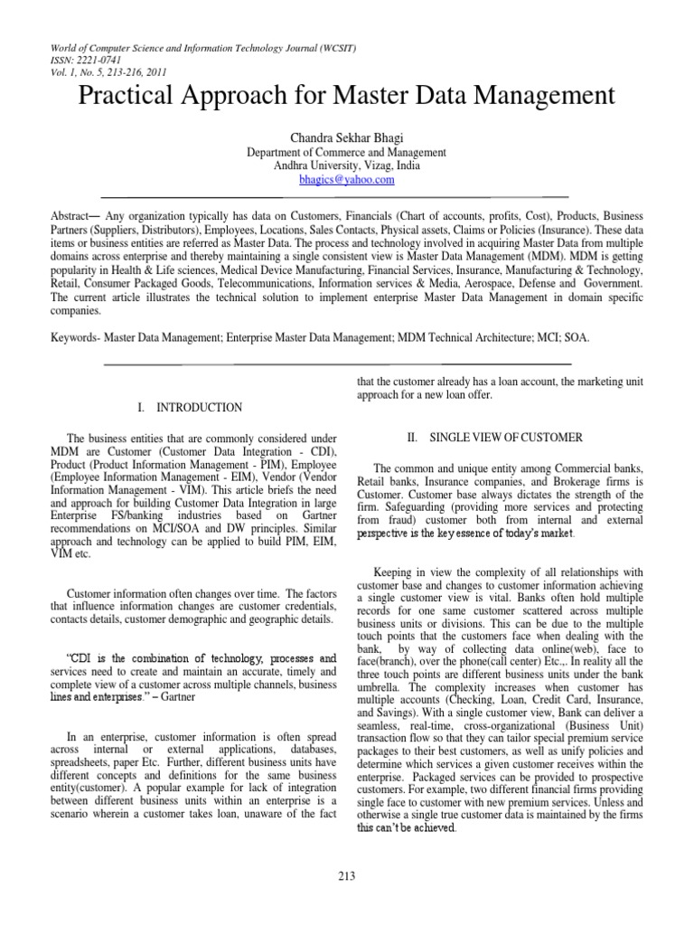 Practical Approach For Master Data Management | PDF | Service Oriented ...