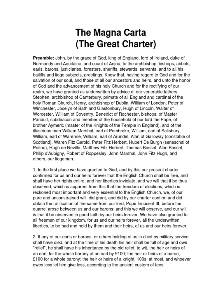 The Magna Carta | PDF | Law Of The Land | Debt
