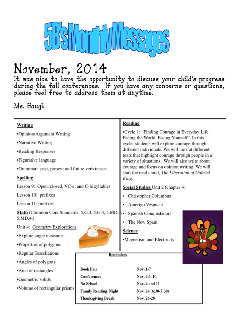 November Newsletter | PDF | Language Arts & Discipline
