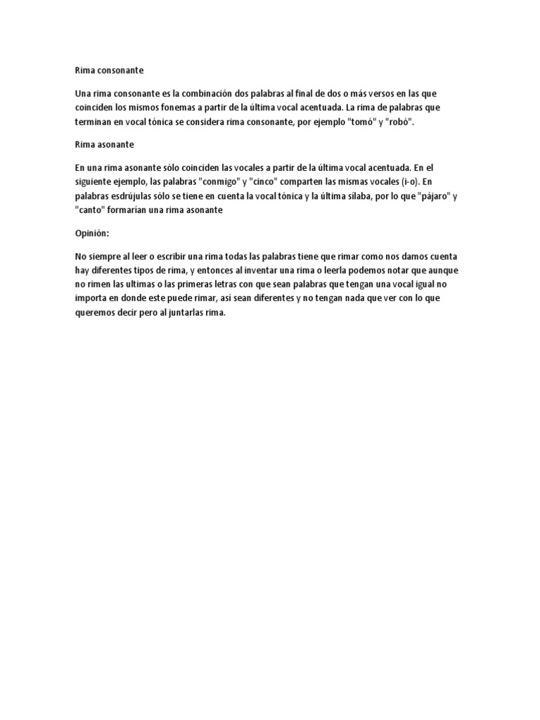 Caracteristicas de La Rima