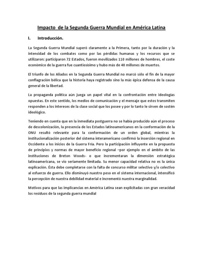 Impacto de la Segunda Guerra en América Latina | PDF | America latina ...