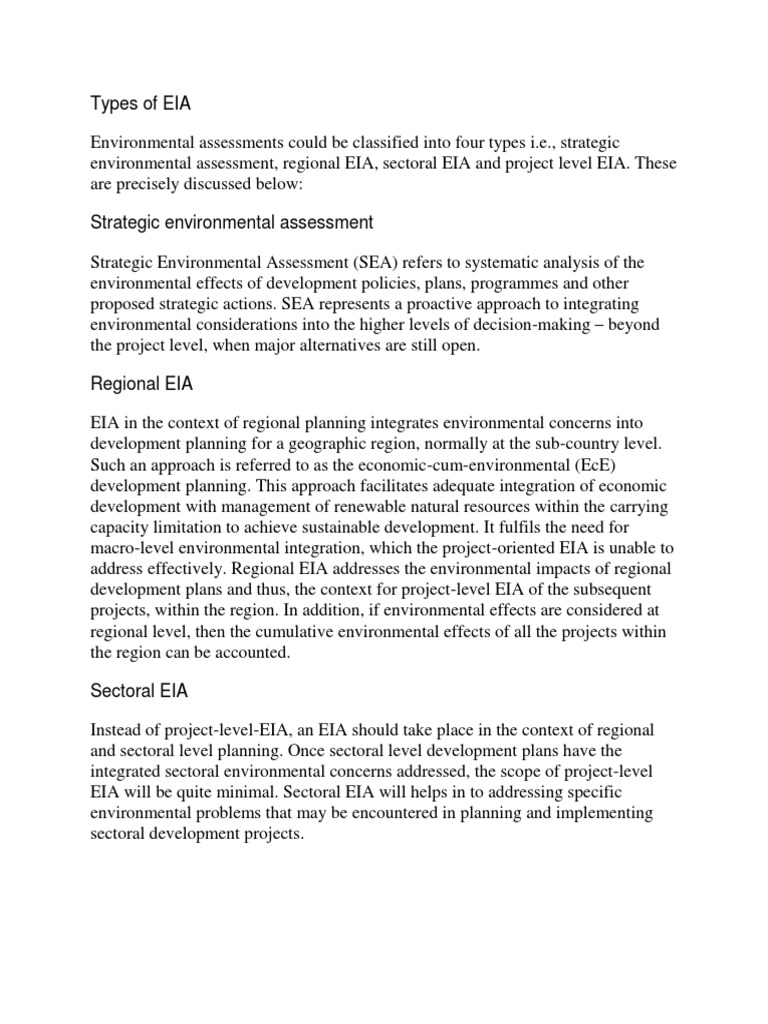 Types of EIA | PDF | Environmental Impact Assessment | Environmental ...