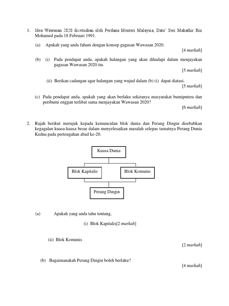 Idea Wawasan 2020 Dicetuskan Oleh Perdana Menteri Malaysia  PDF