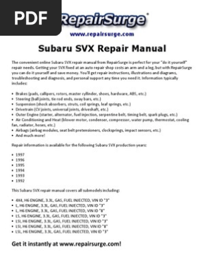 Subaru SVX Repair Manual 1992-1997 | PDF | Computers | Technology