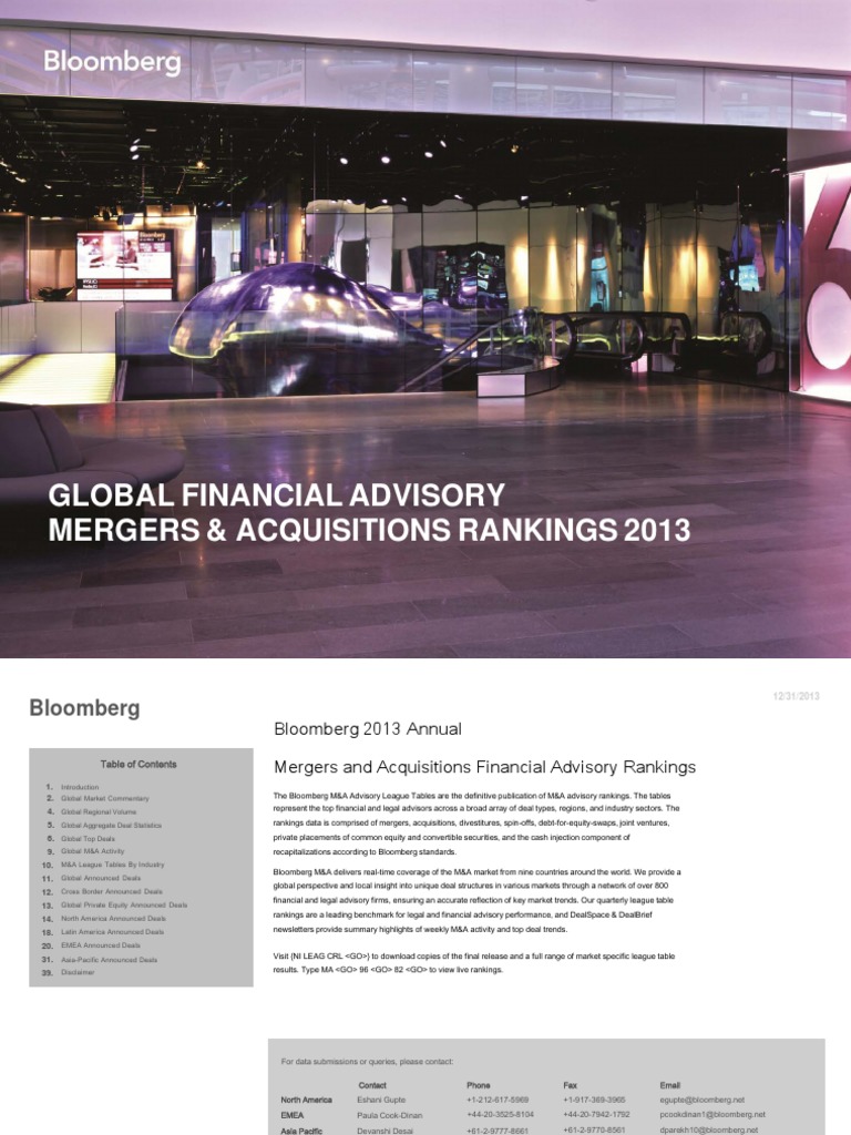Global Financial Advisory Mergers & Acquisitions Rankings 2013 | PDF ...