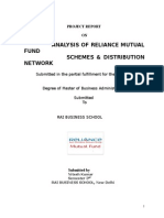 Project Report on Analysis of Reliance Mutual Fund Schemes & Distribution Network