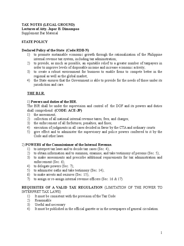 Taxation Notes (Dimaampao) | PDF | Taxation In The United States ...