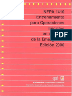 NFPA 1410 Entrenamiento para Operaciones Iniciales en Le Lugar de La Emergencia Edición 2000