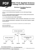 Classifying Organisms Answers
