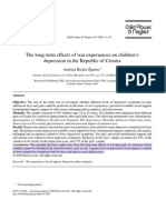 The Long-Term Effects of War Experiences On Children's Depression in The Republic of Croatia