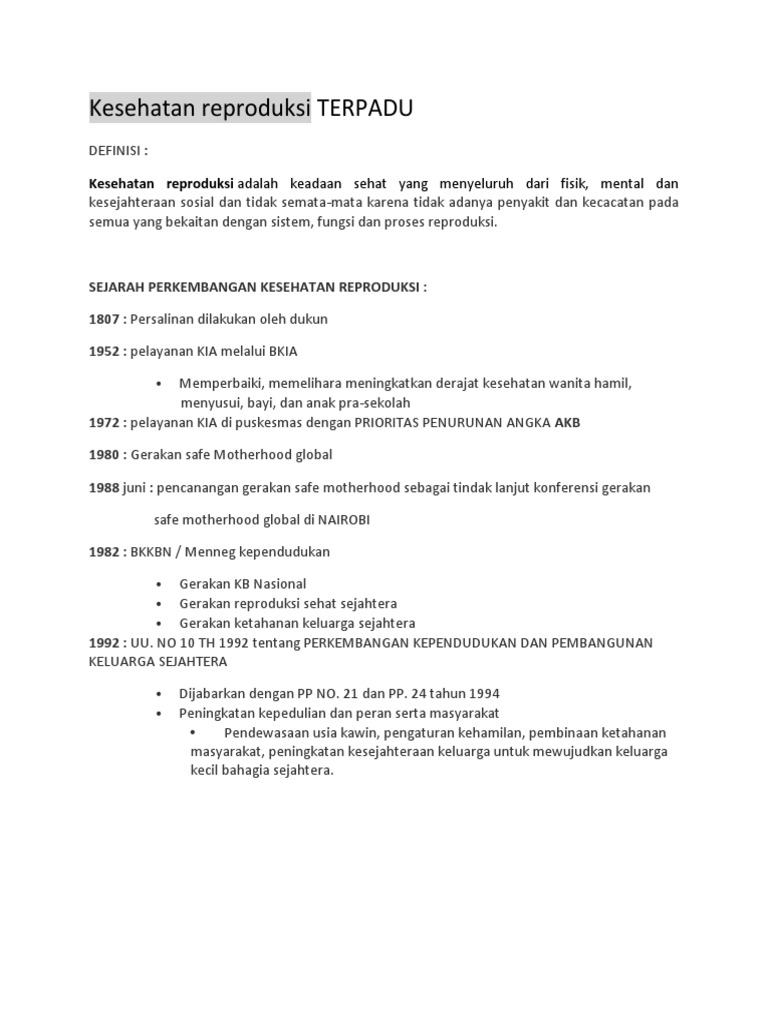 Kesehatan Reproduksi Terpadu 2013
