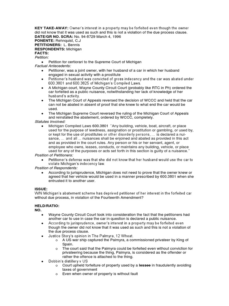 Bennis v michigan essay example 04 image