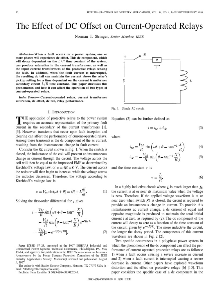 Impact of DC Offset on Relay Performance | PDF | Transformer | Relay
