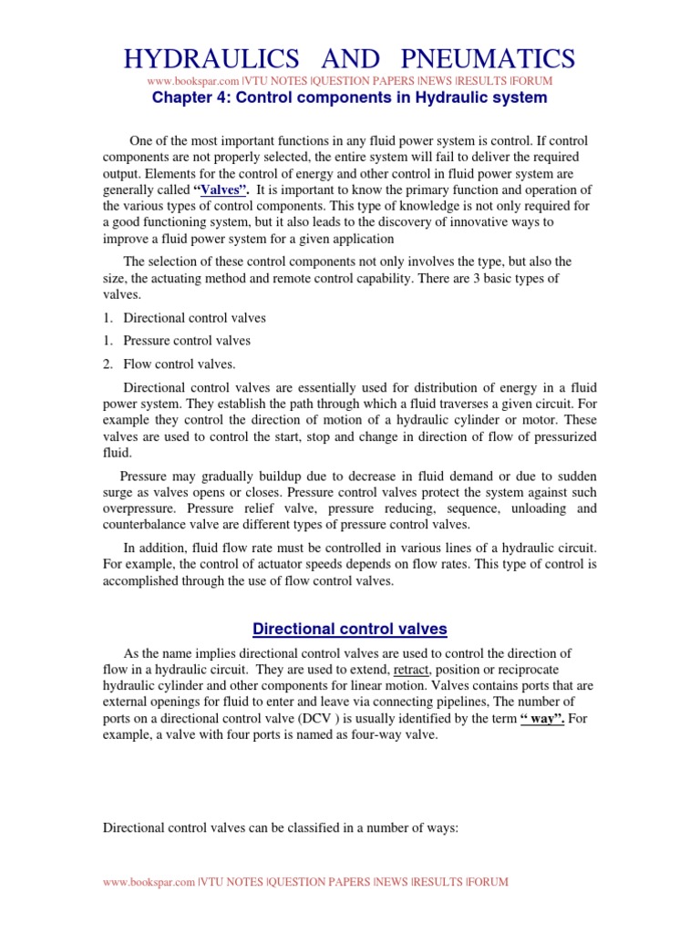 Hydraulic Control Components Overview | PDF | Valve | Actuator