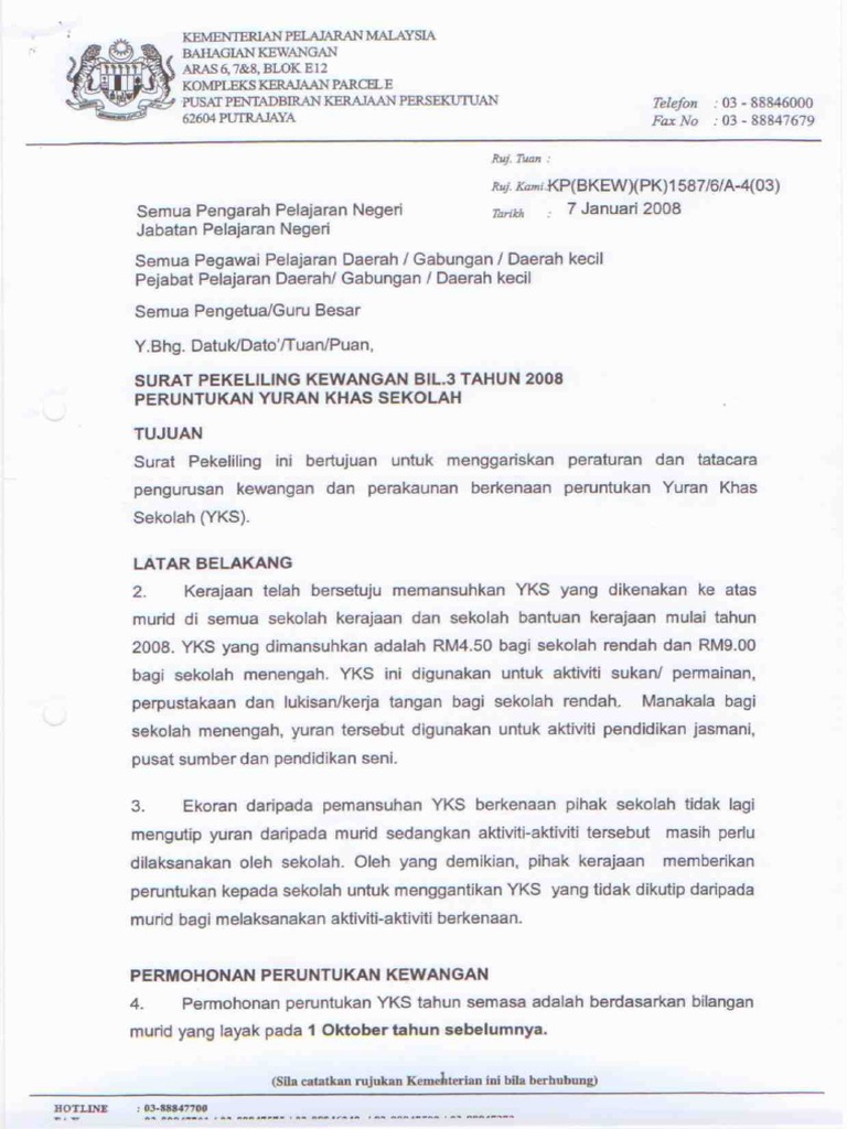 SP Kewangan Bil.3 - 2008 Peruntukan Yuran Khas Sekolah  PDF