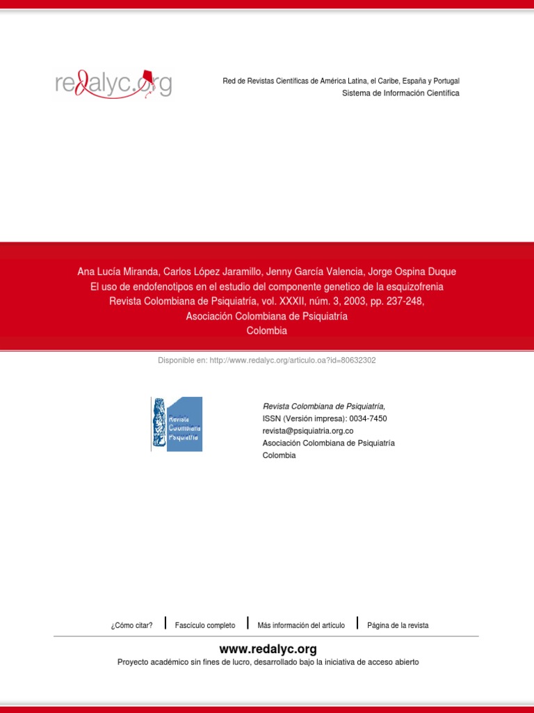 Endofenotipos en Esquizofrenia Genética | PDF | Esquizofrenia ...