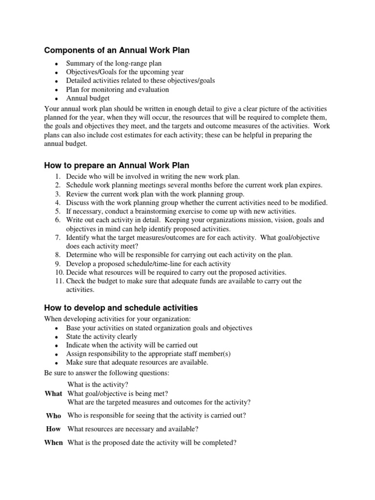 Annual Work Plan Components Guide | PDF