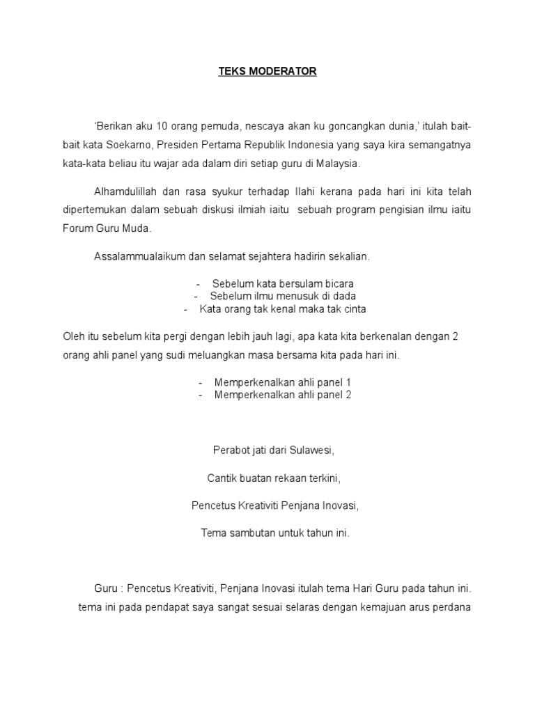 Teks Moderator Forum Pdf
