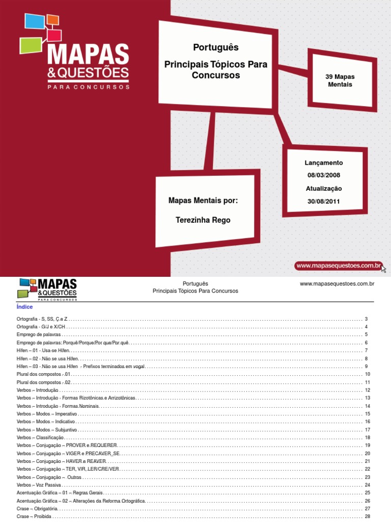 Mapa Mental de Portugues - 2011 | PDF | Português (idioma) | Plural