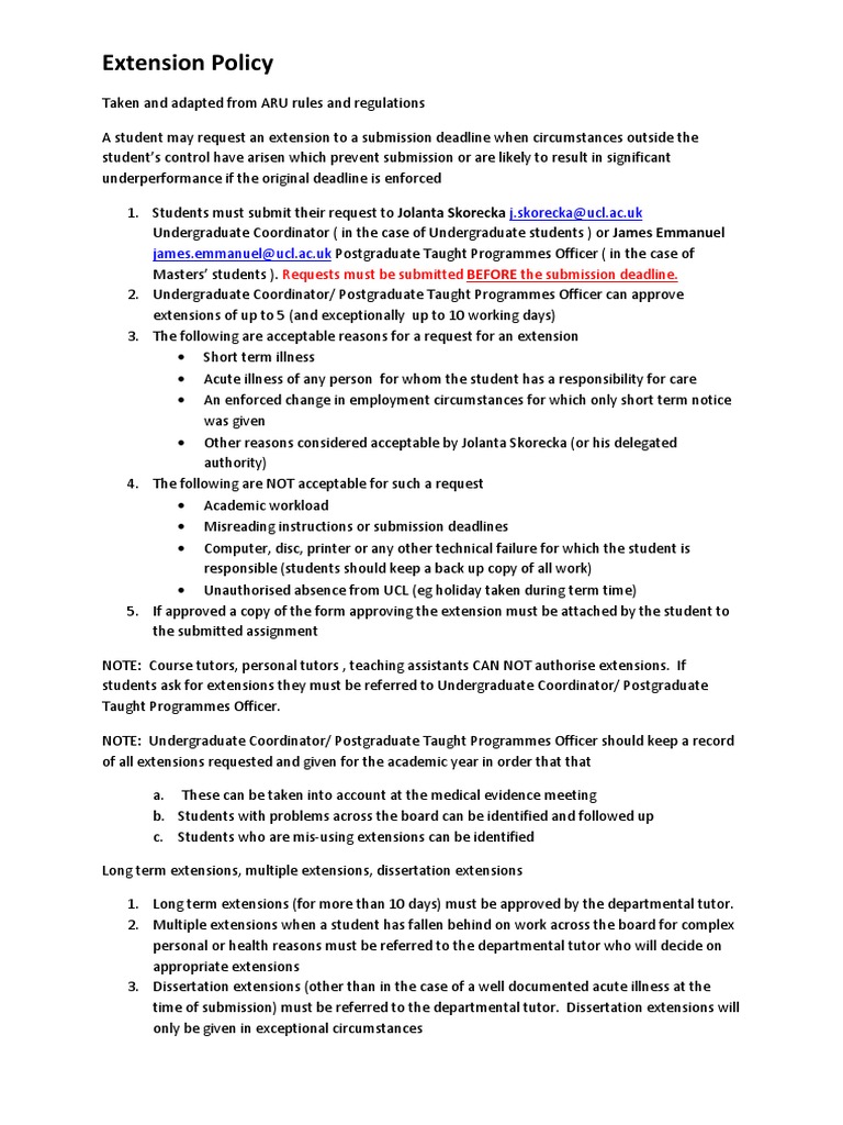University Assignment Extension Policy | PDF | Thesis | Postgraduate ...