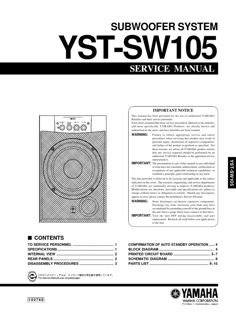 YST-SW105 Service Manual | PDF | Electrical Engineering