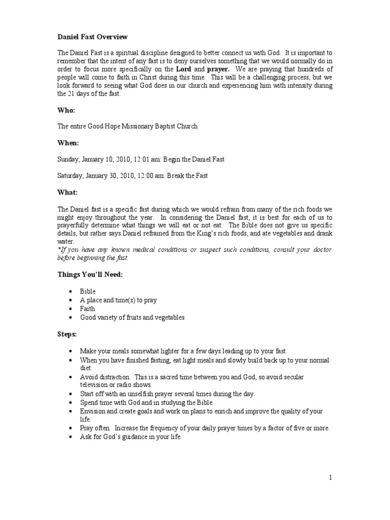 Daniel Fast Guidelines and Prayer Focus | PDF | Salad | Prayer