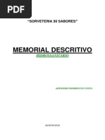 Memorial Descritivo para Projeto Hidrosanitário - Sorveteria 50 Sabores - r02