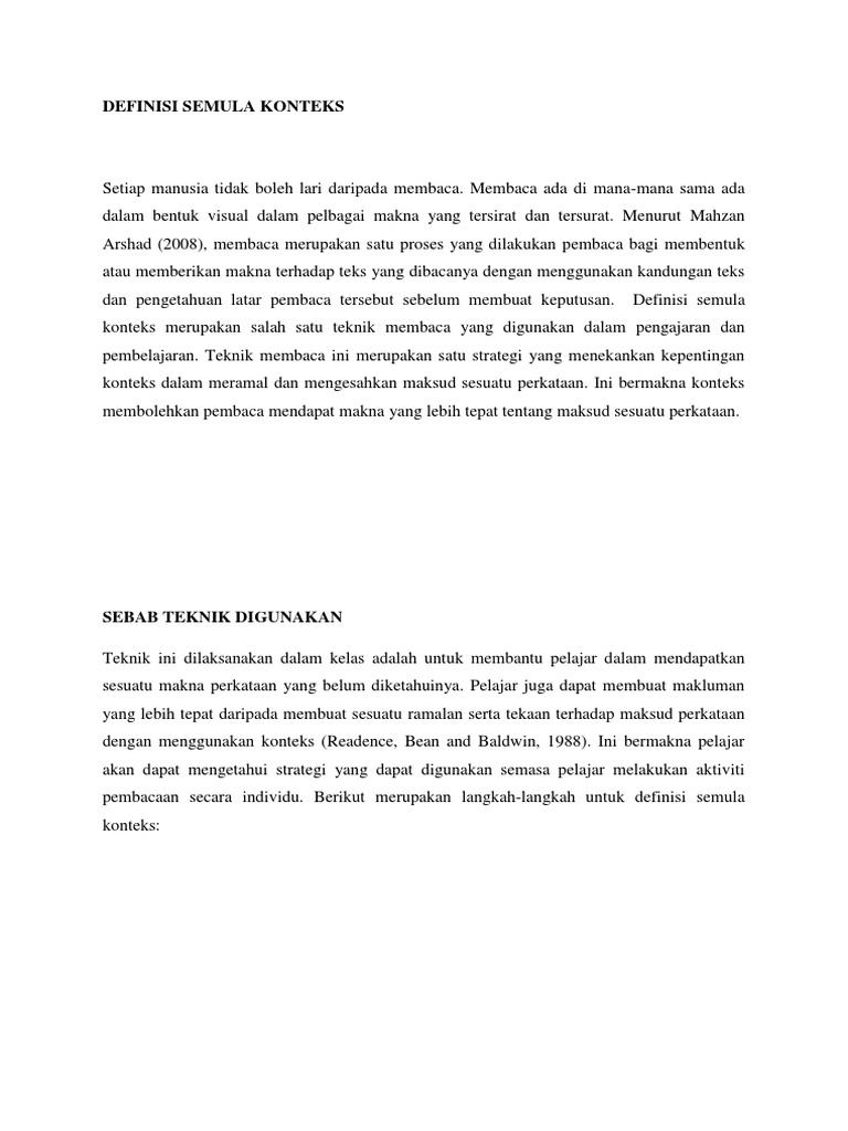 Definisi Semula Konteks Pdf