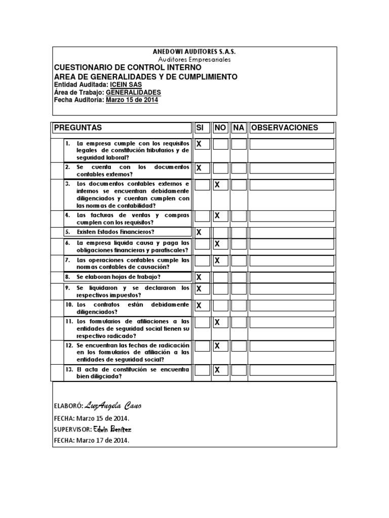 Cuestionario de Control Interno Para Presentar Cuestionario de Control Interno Para Presentar