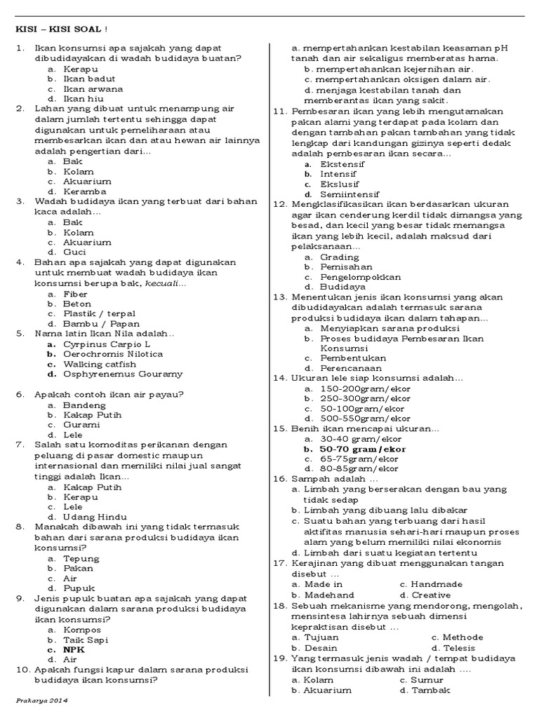 Soal Prakarya 8 Pdf Brrr