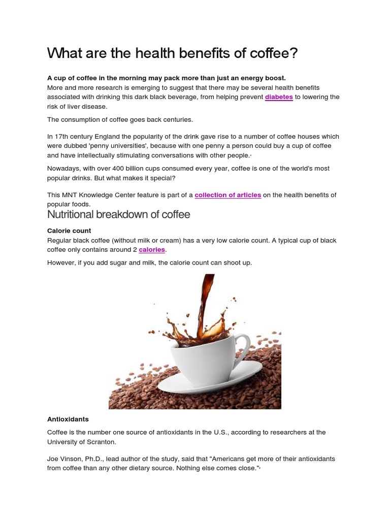 Health Benefits of Black Coffee | PDF | Caffeine | Coffee