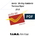 Postal Assistants Previous Paper 2013 TIME - Asr