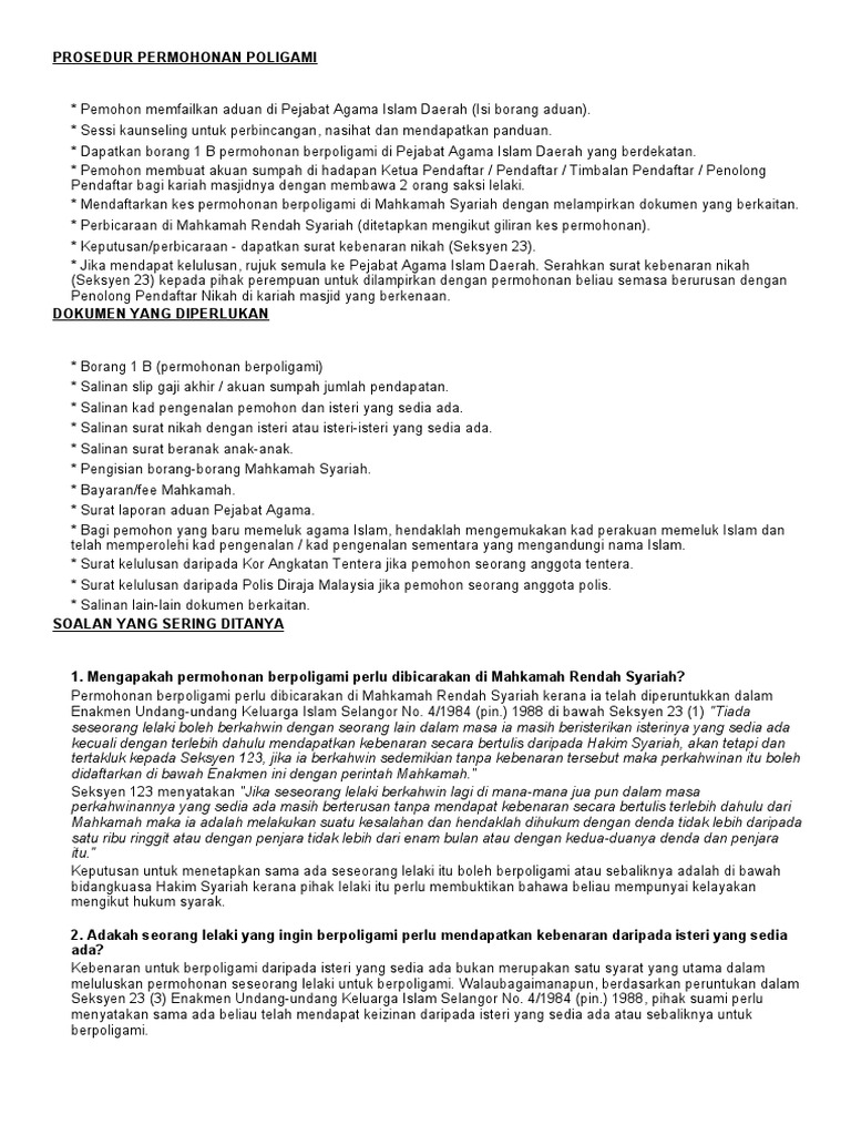 PROSEDUR PERMOHONAN POLIGAMI