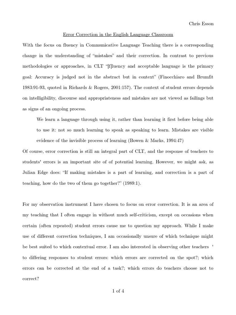 Error Correction - Diploma Observation Instrument | PDF | Error | Learning