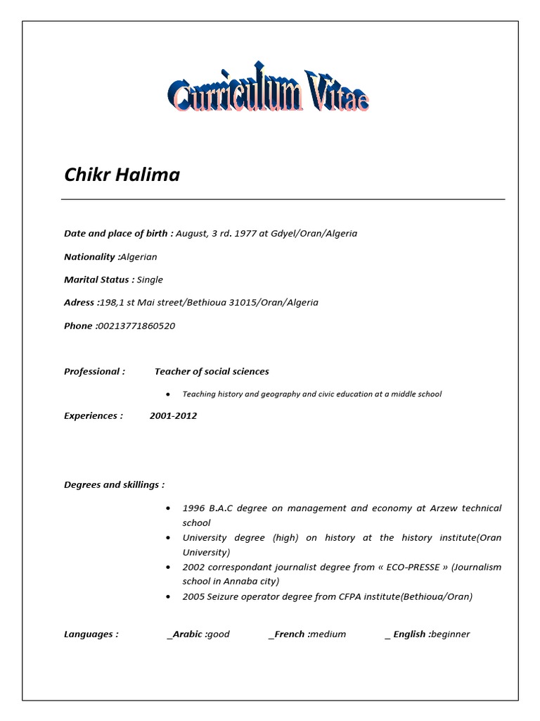 Profile of Halima Sayed Chikr | PDF