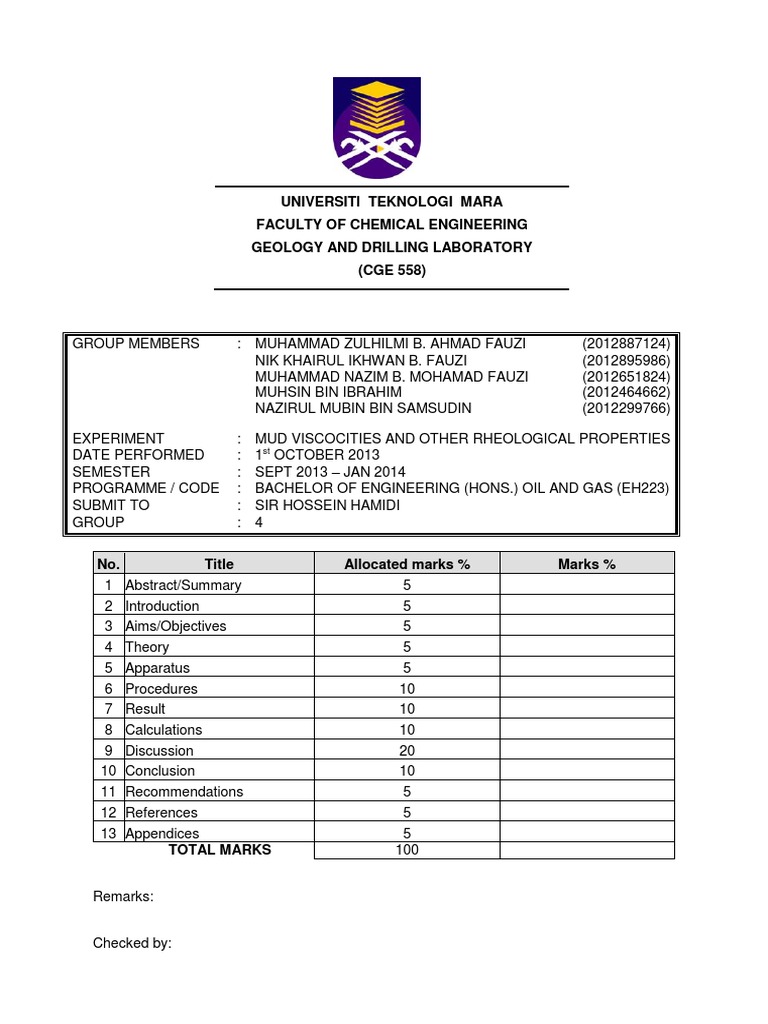Mud Viscocities and Other Rheological Properties PDF Rheology
