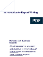 Introduction To Report Writing